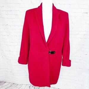 GORGEOUS CALVIN KLEIN BRICK RED WOOL CASHMERE LONG DRESS COAT - L